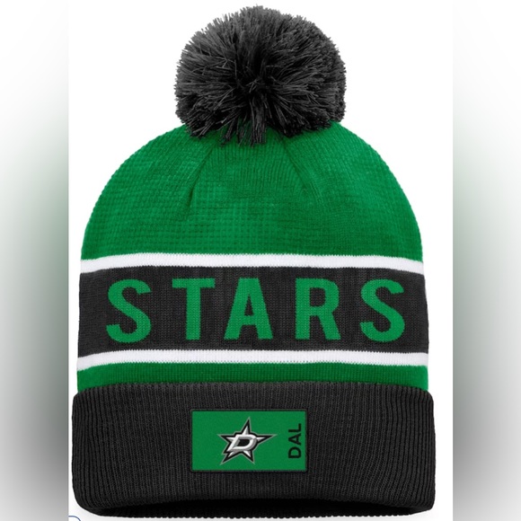 NEW Fanatics Authentic Pro Dallas Stars Rink Cuffed Beanie Black/Kelly Green O/S - Picture 2 of 4